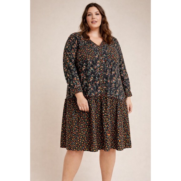 Dresses & Skirts - Maeve for Anthropologie Floral Midi Dress | Women's US 22 moody, dark, flirty